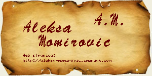 Aleksa Momirović vizit kartica